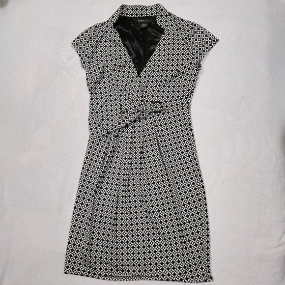 Robert Louis Black & White Wrap Dress – Geometric Print, Stretch – Size M - Picture 8 of 13